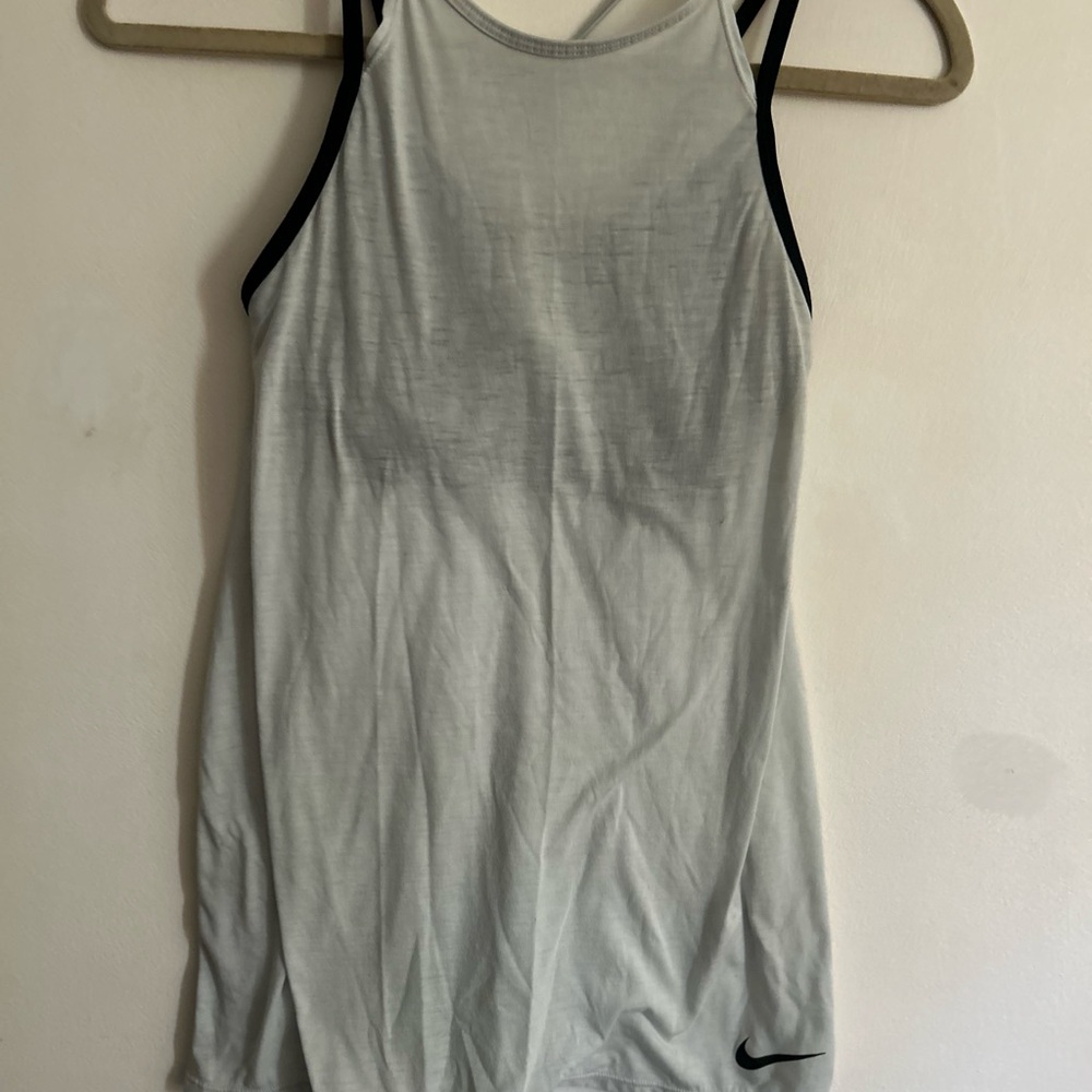 Nike Gray Fitted Tank Top with Black Trim
